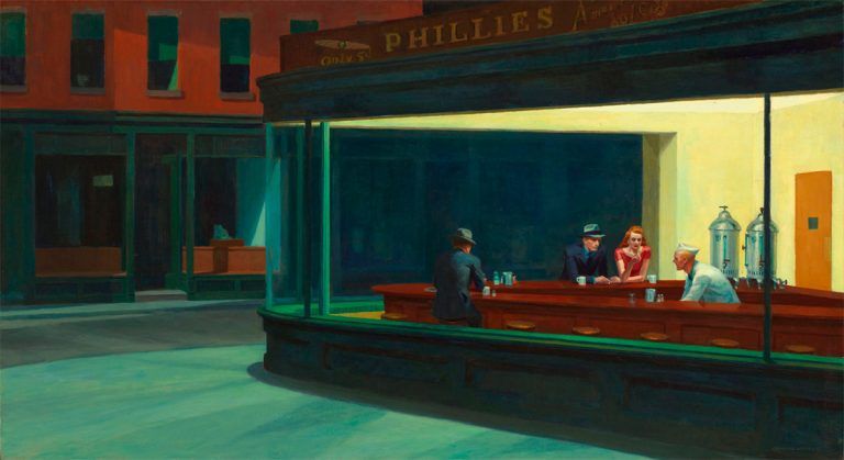 ¿Cual es la explicacion del cuadro Noctambulos de Edward Hopper?